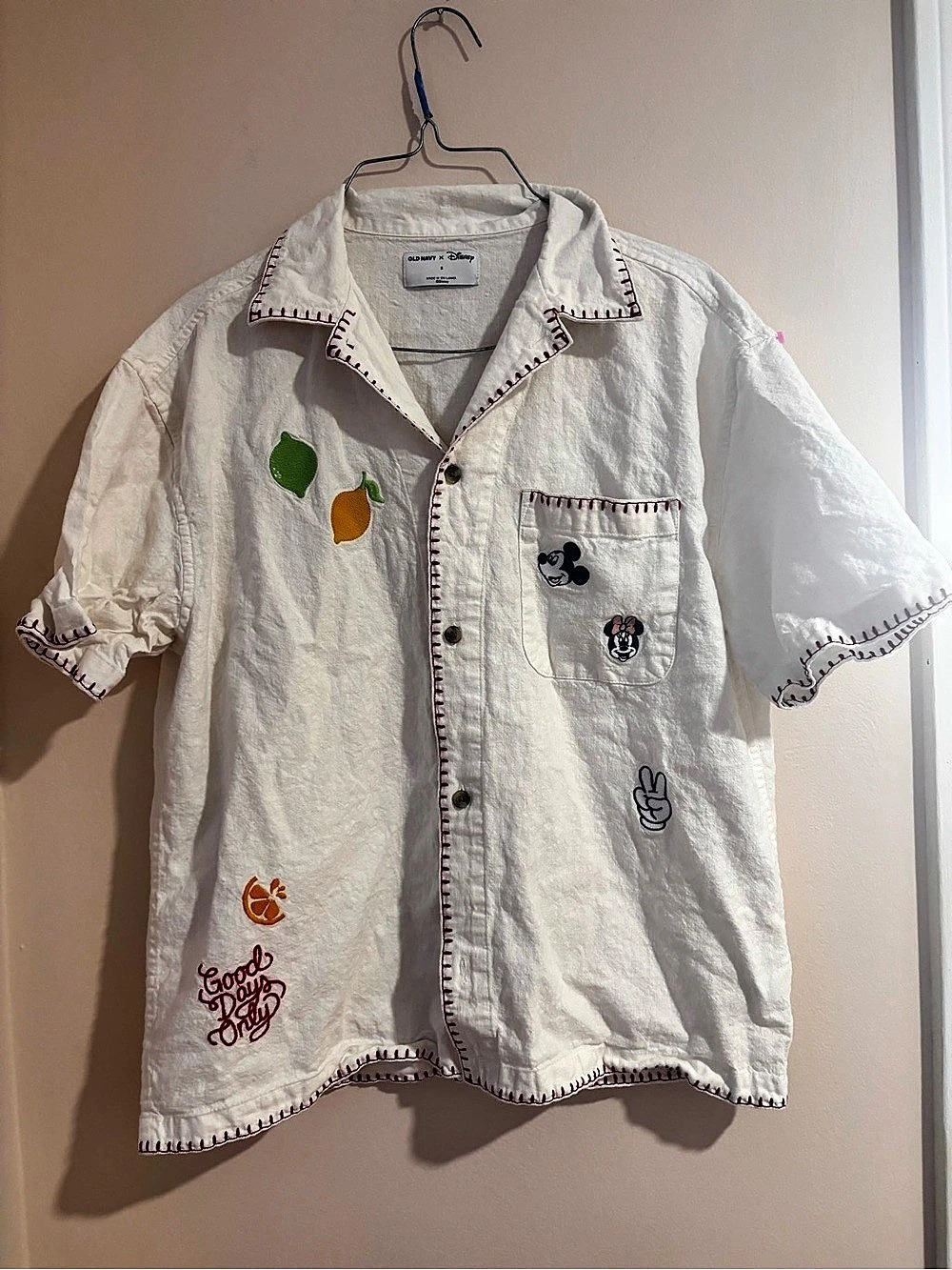 Old Navy Disney embroidered button-down shirt Embroidered Button Down White